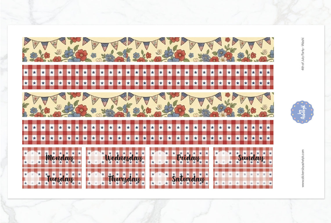 4th of July Party Weekly Kit  - Washi Sheet