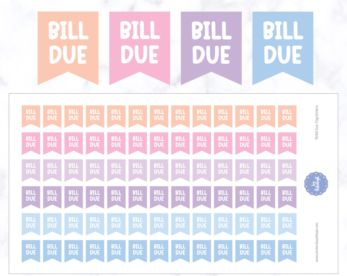 78 Bill Due Flag Planner Stickers