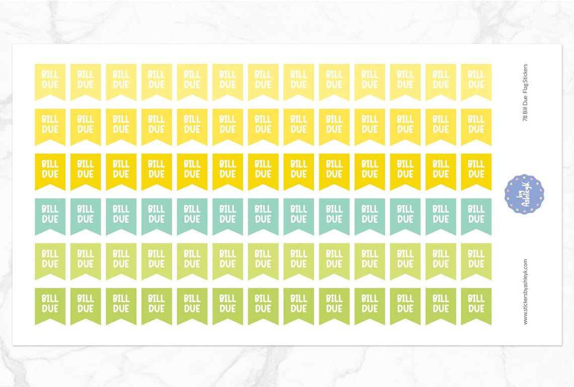 78 Bill Due Flag Planner Stickers - Lemon&Lime