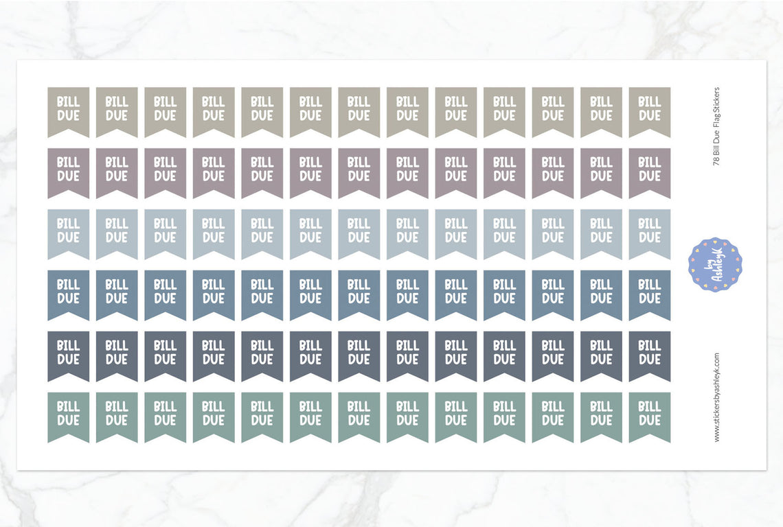 78 Bill Due Flag Planner Stickers - Modern Neutral