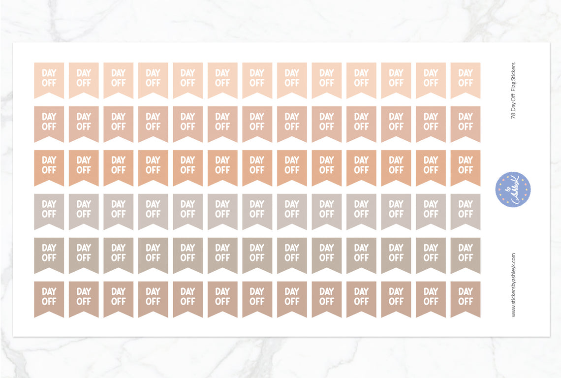 78 Day Off Flag Stickers - Beige Neutral