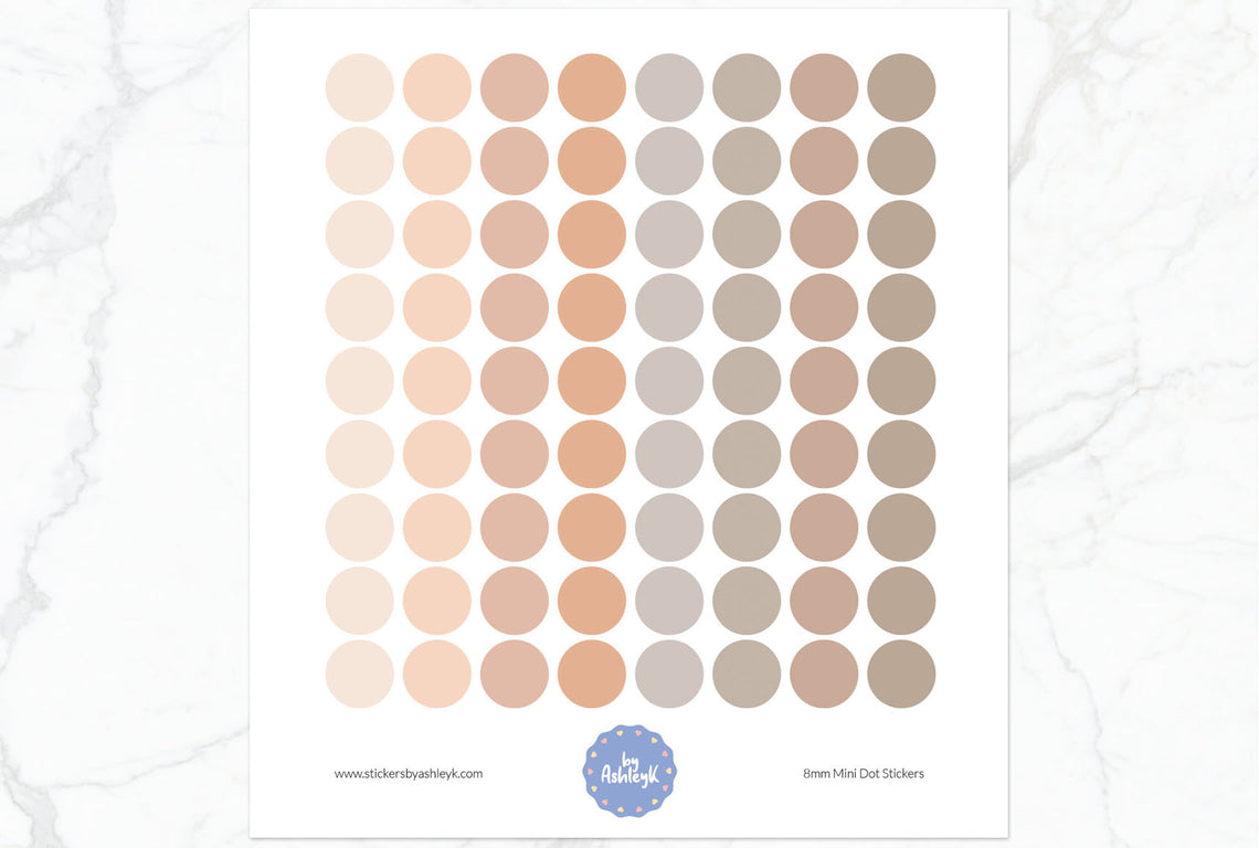 8mm Mini Dot Planner Stickers - Beige Neutral