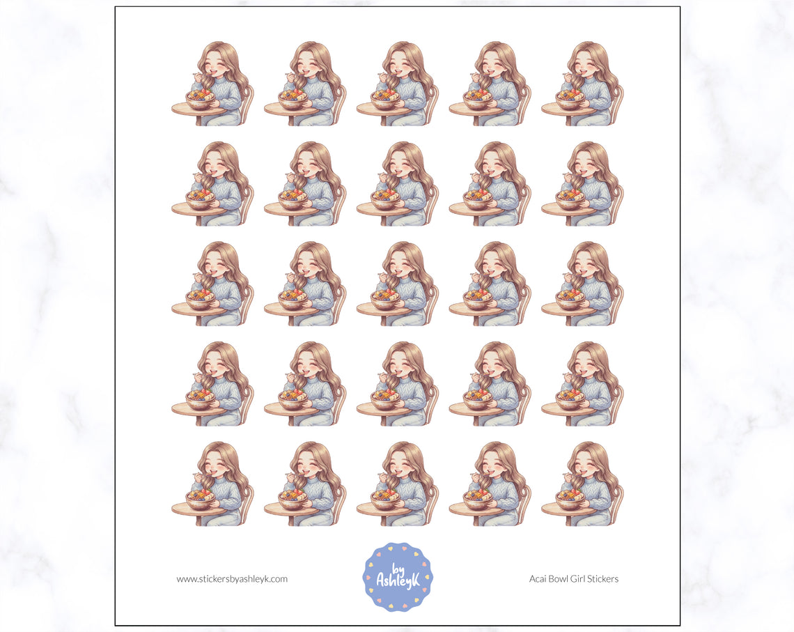 Acai Bowl Girl Planner Stickers