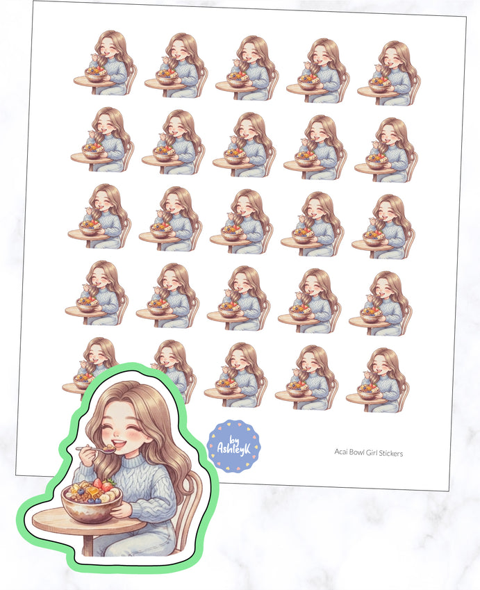 Acai Bowl Girl Planner Stickers