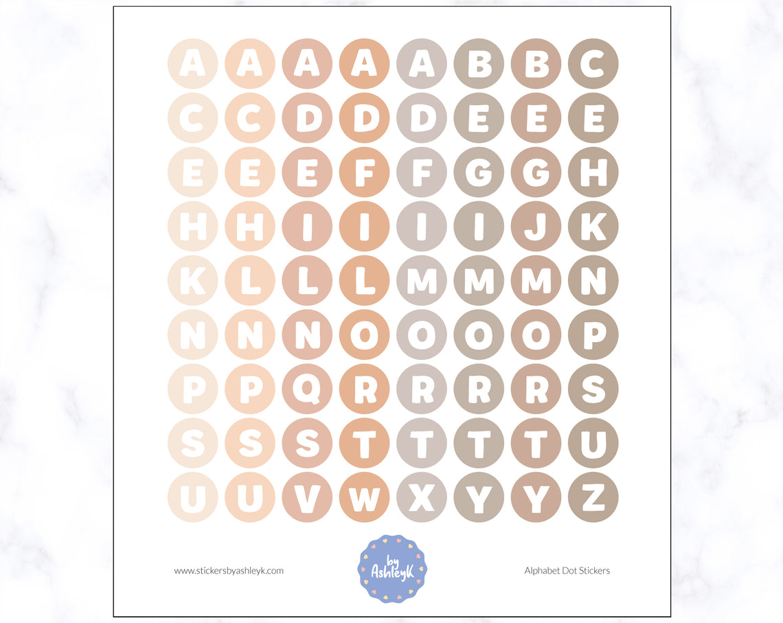 Alphabet Dot Stickers - Beige Neutral