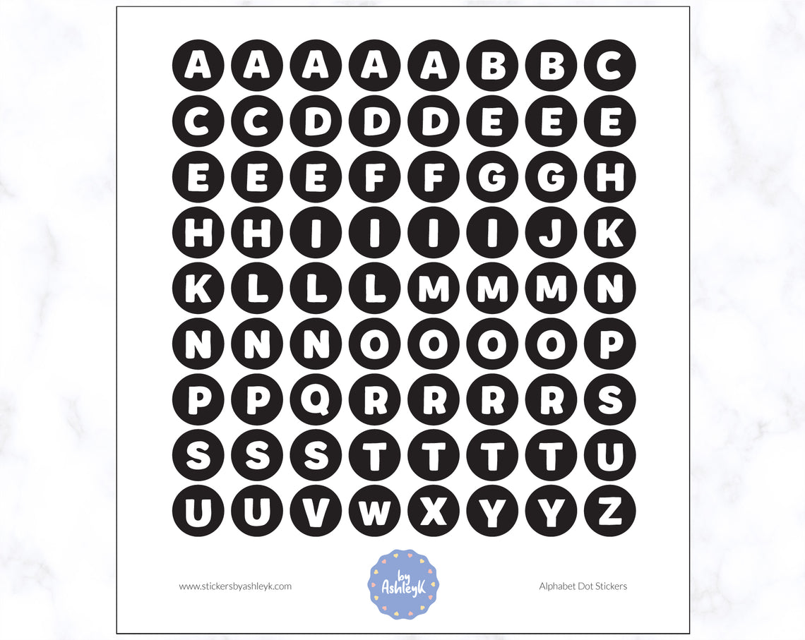 Alphabet Dot Stickers - Black