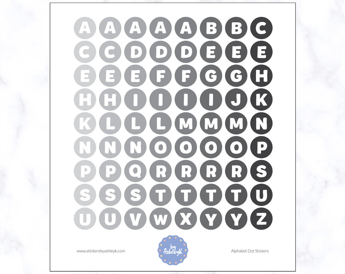 Alphabet Dot Stickers - Monochrome