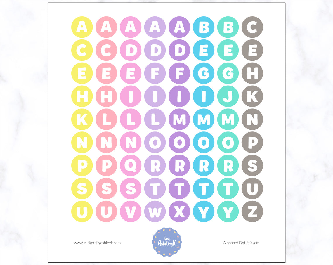 Alphabet Dot Stickers - Pastel