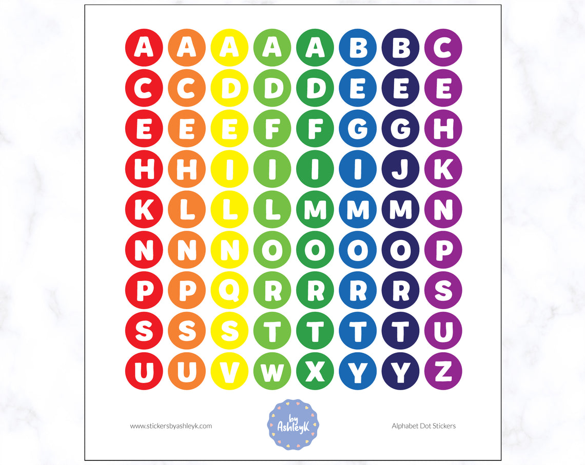 Alphabet Dot Stickers - Rainbow