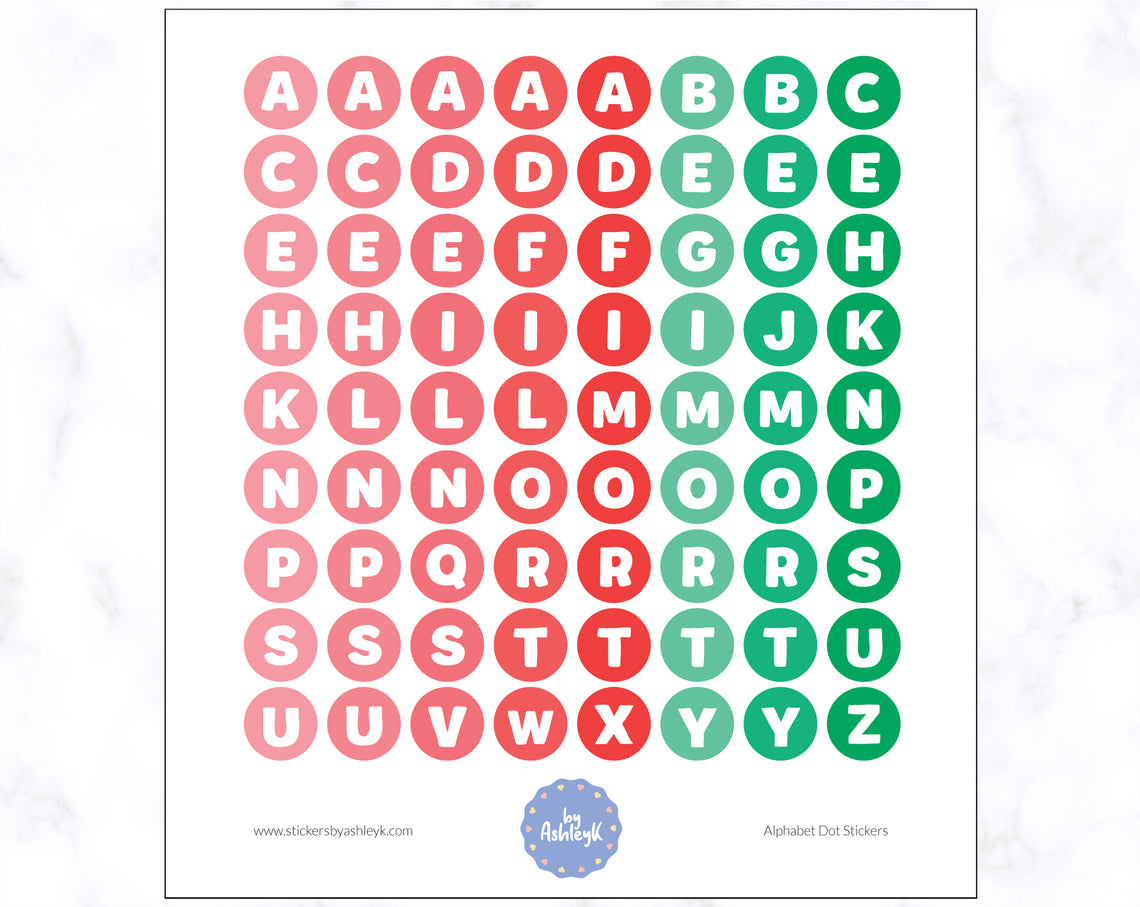 Alphabet Dot Stickers - Watermelon