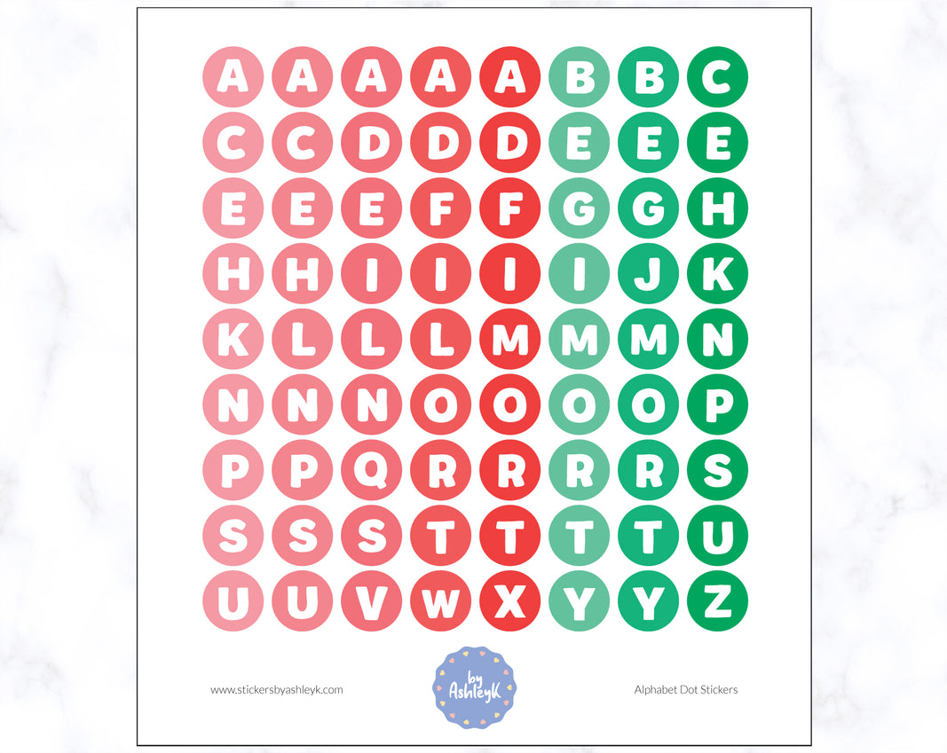 Alphabet Dot Stickers - Watermelon
