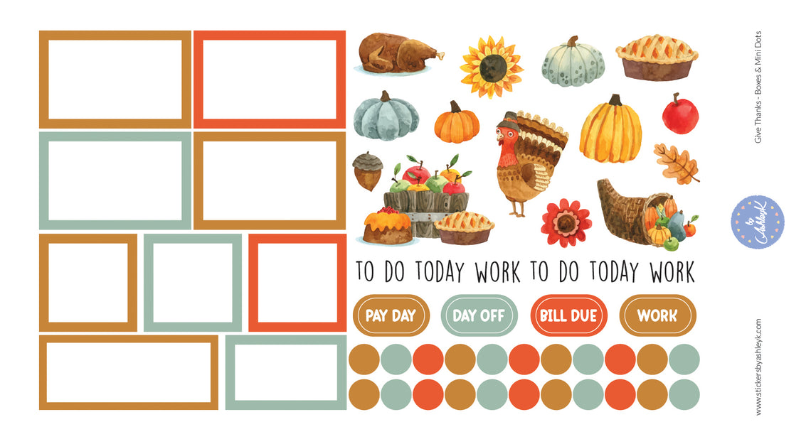 Give Thanks Weekly Spread Stickers - Boxes & Mini Dots