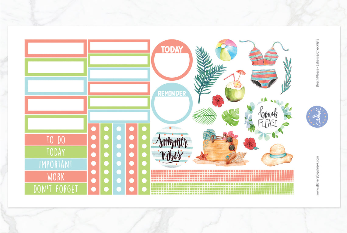 Beach Please Weekly Spread Stickers - Labels & Checklists
