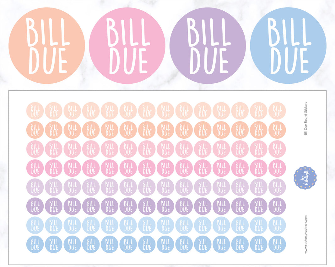 Bill Due Round Planner Stickers