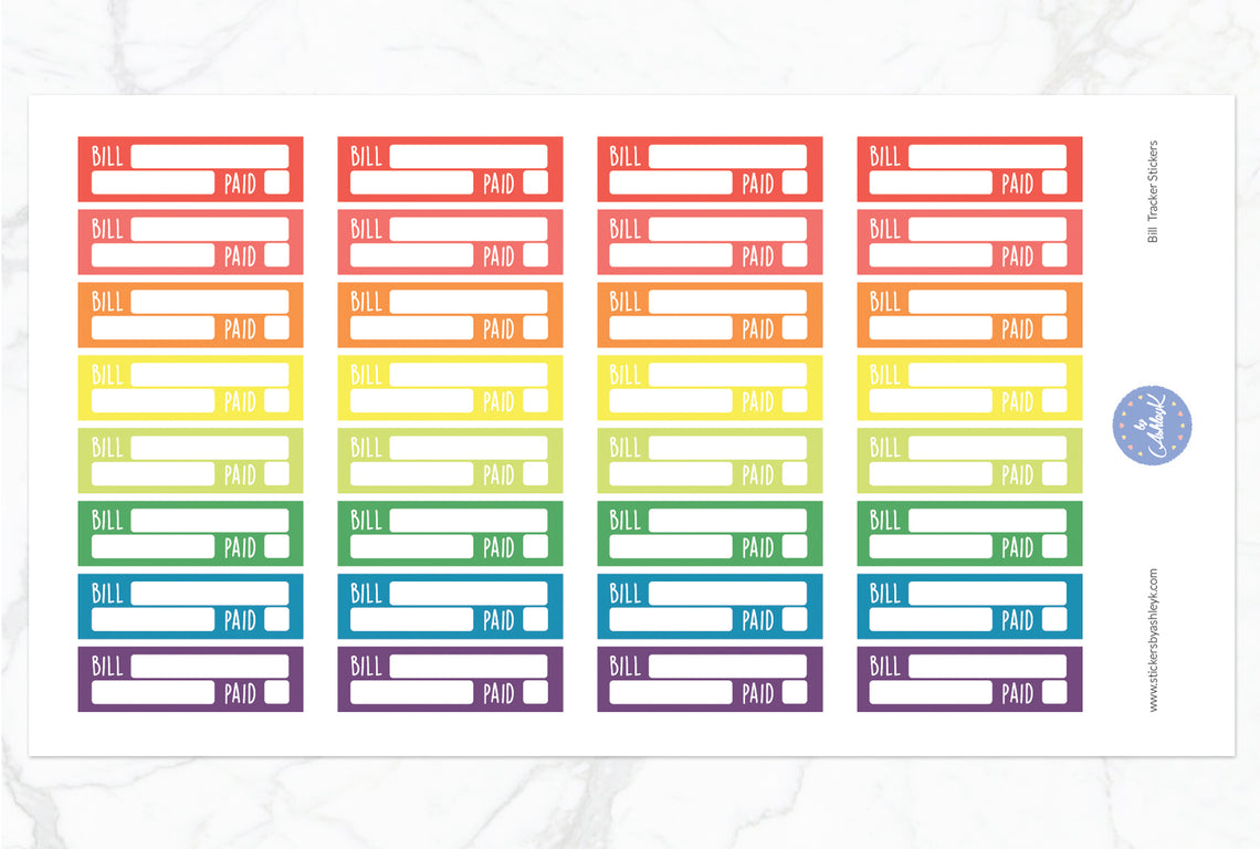 Bill Tracker Stickers - Pastel Rainbow