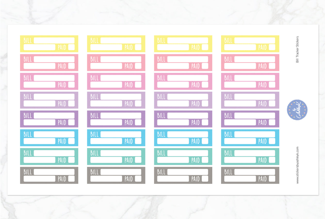 Bill Tracker Stickers - Pastel