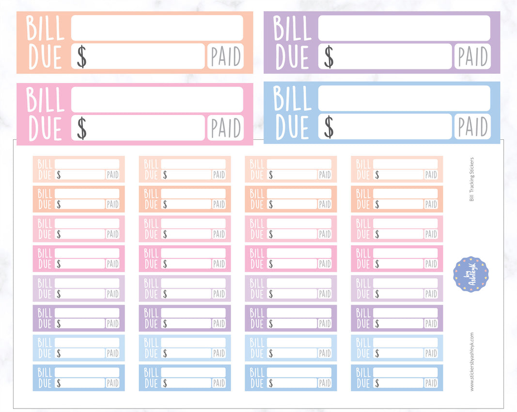 Bill Tracking Planner Stickers