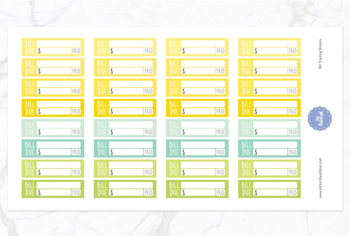 Bill Tracking Planner Stickers - Lemon&Lime