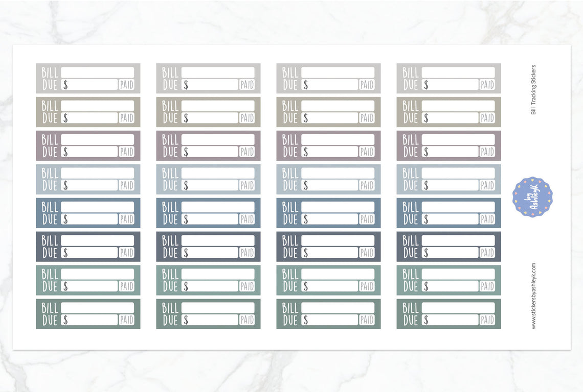 Bill Tracking Planner Stickers - Modern Neutral