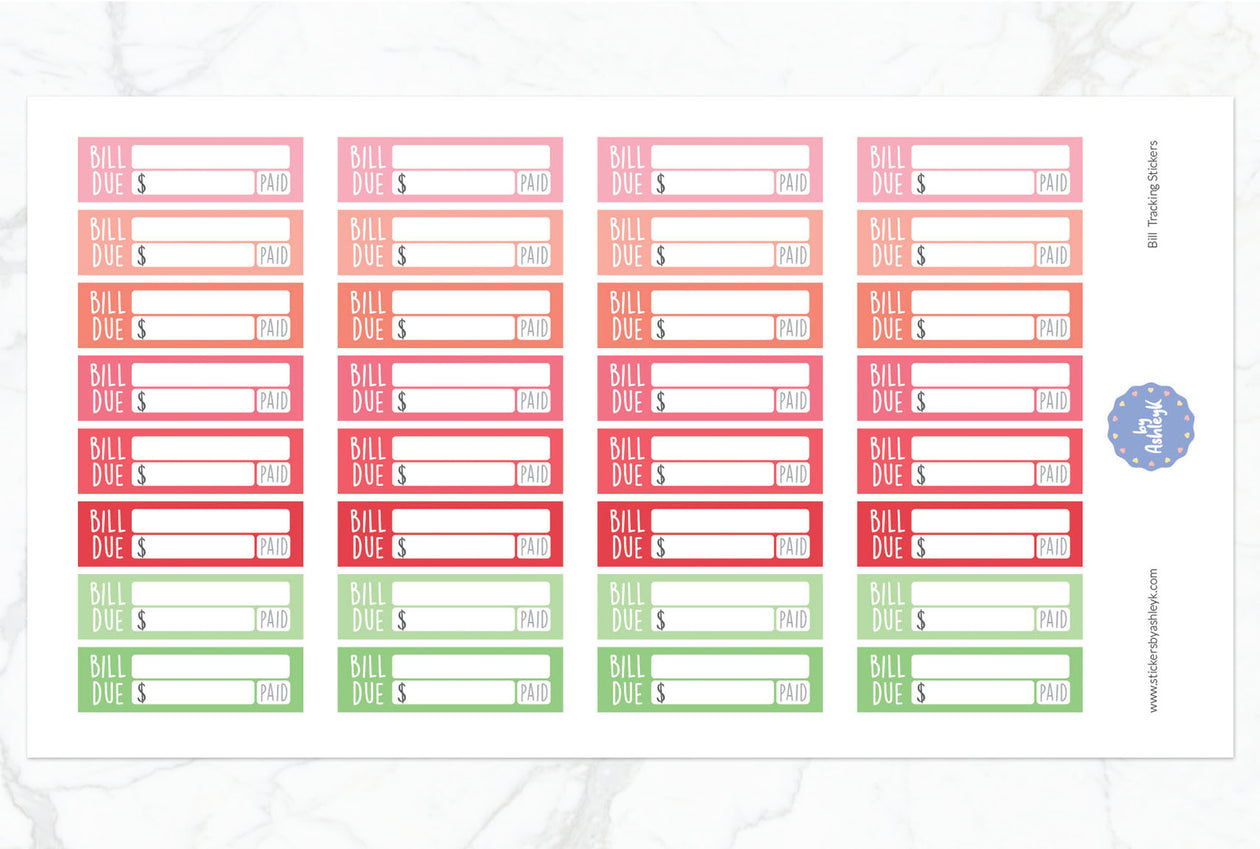 Bill Tracking Planner Stickers - Strawberry