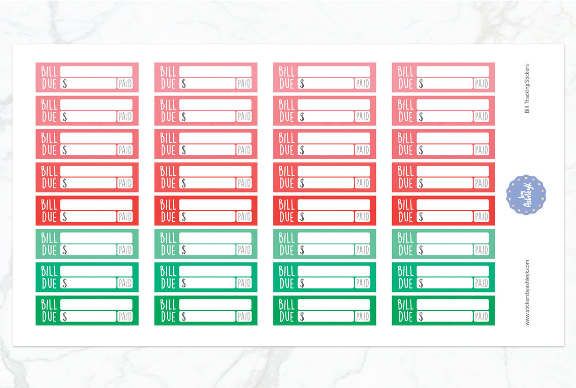 Bill Tracking Planner Stickers - Watermelon