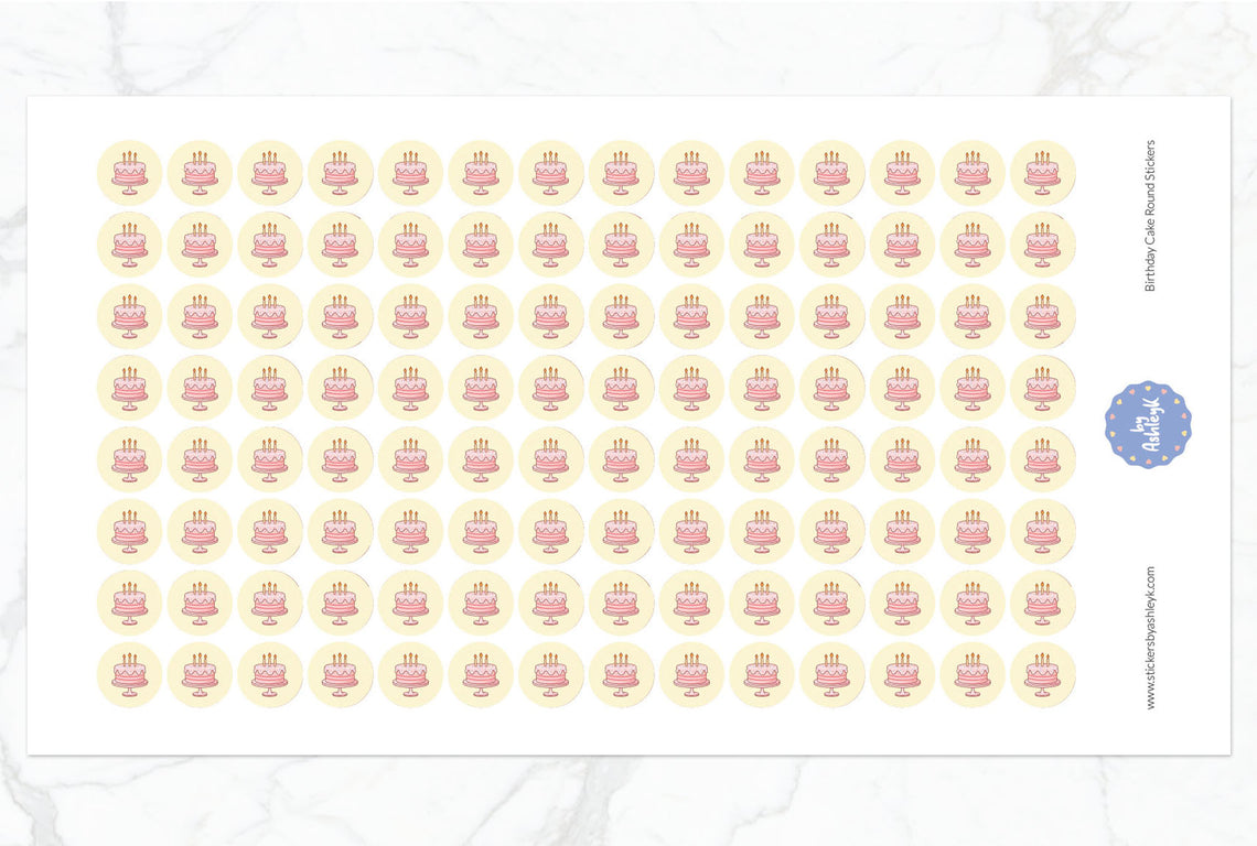 Birthday Cake Round Stickers