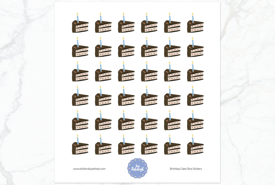 Birthday Cake Slice Planner Stickers