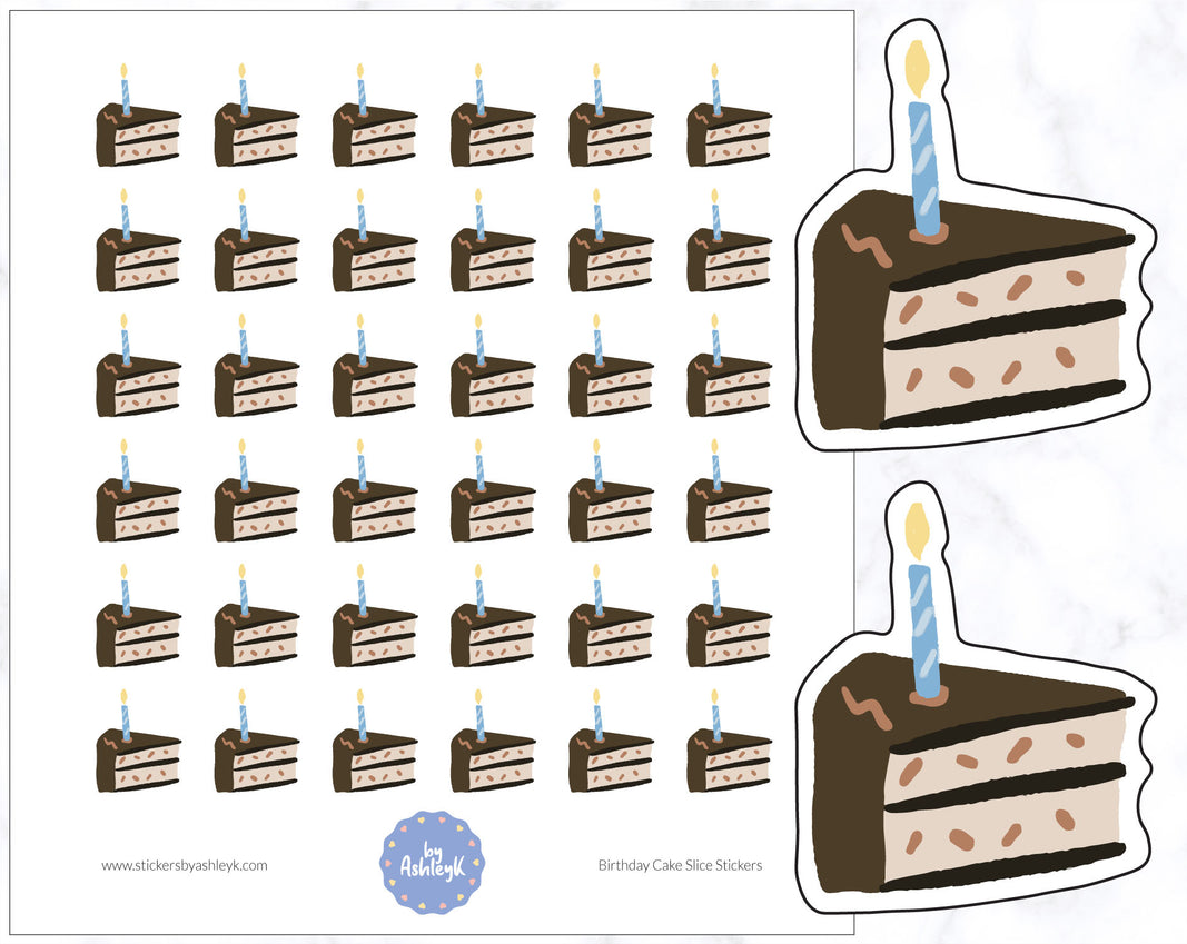 Birthday Cake Slice Planner Stickers
