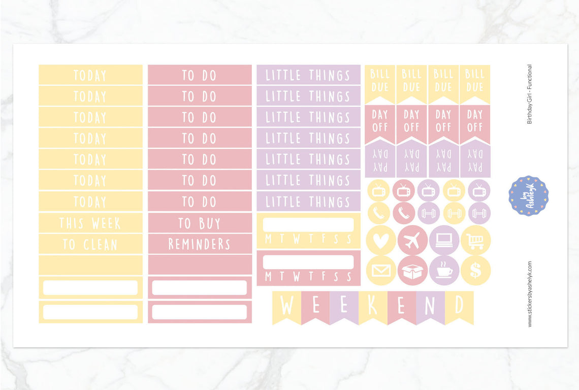 Birthday Girl Weekly Kit  - Functional Sheet