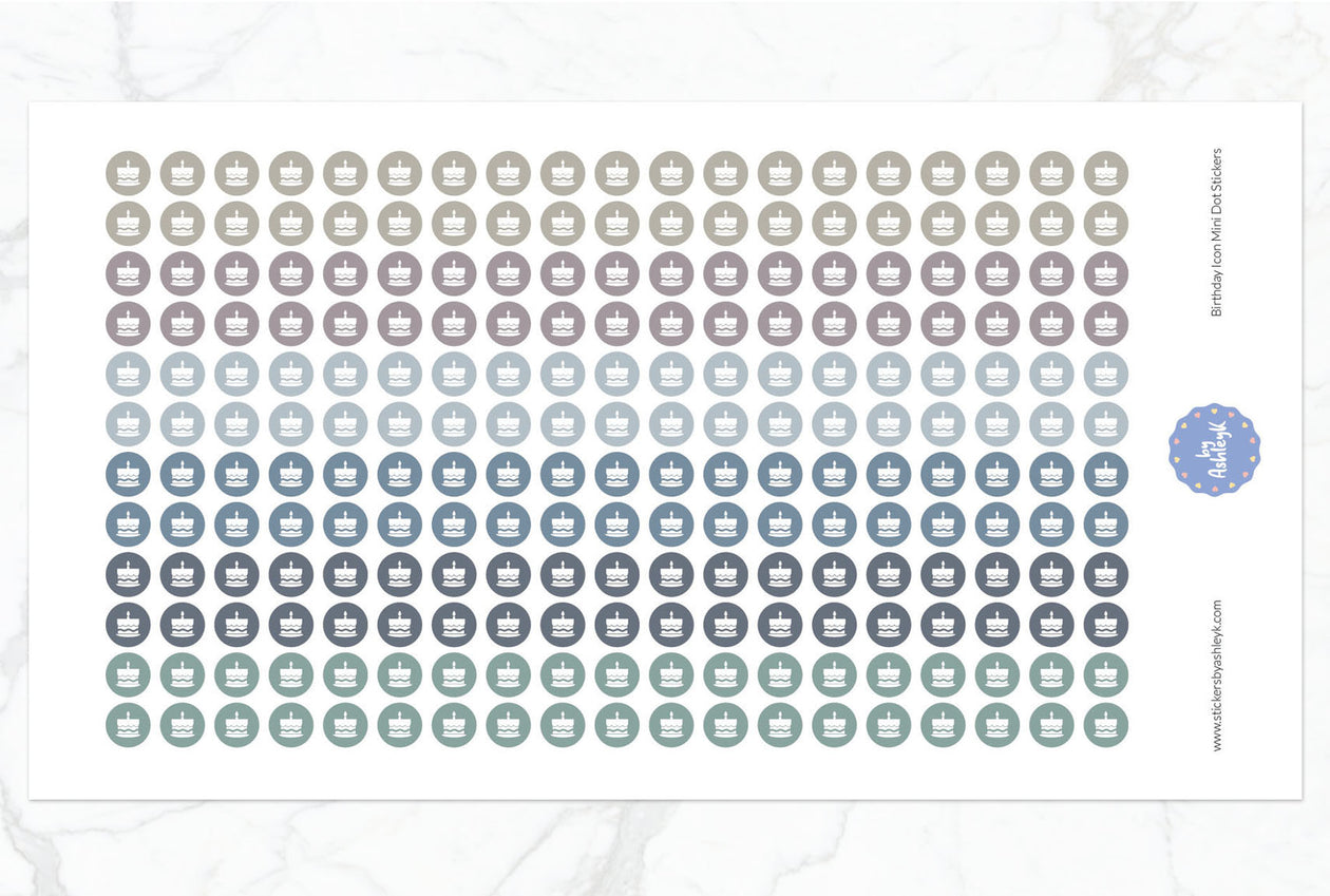 Birthday Icon Mini Dot Planner Stickers - Modern Neutral