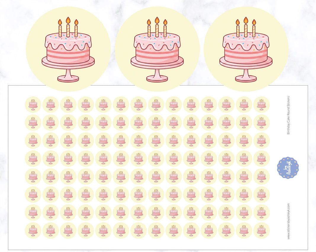 Birthday Cake Round Stickers