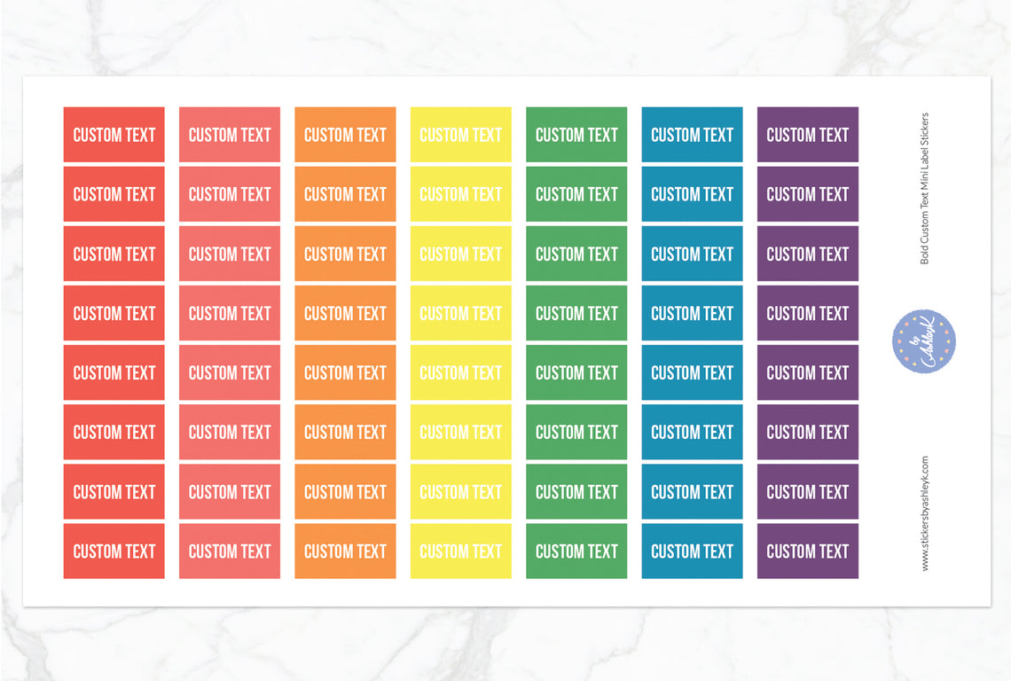 Bold Custom Text Mini Label Stickers - Pastel Rainbow