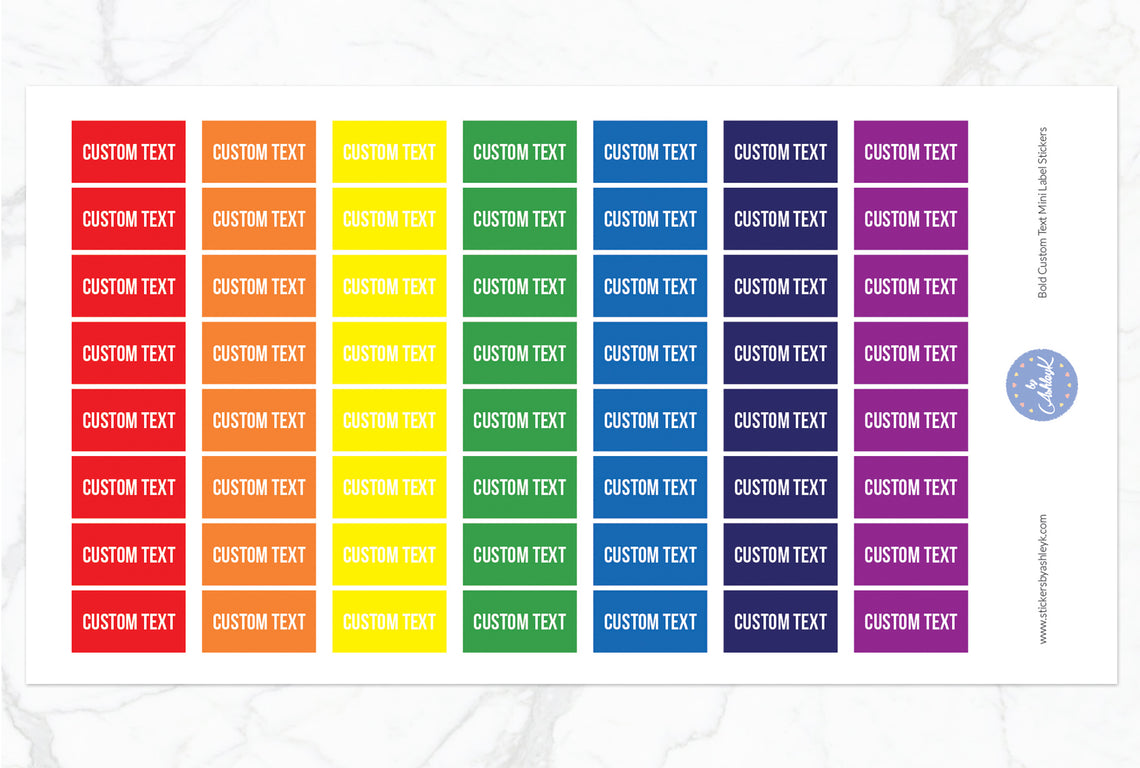 Bold Custom Text Mini Label Stickers - Rainbow