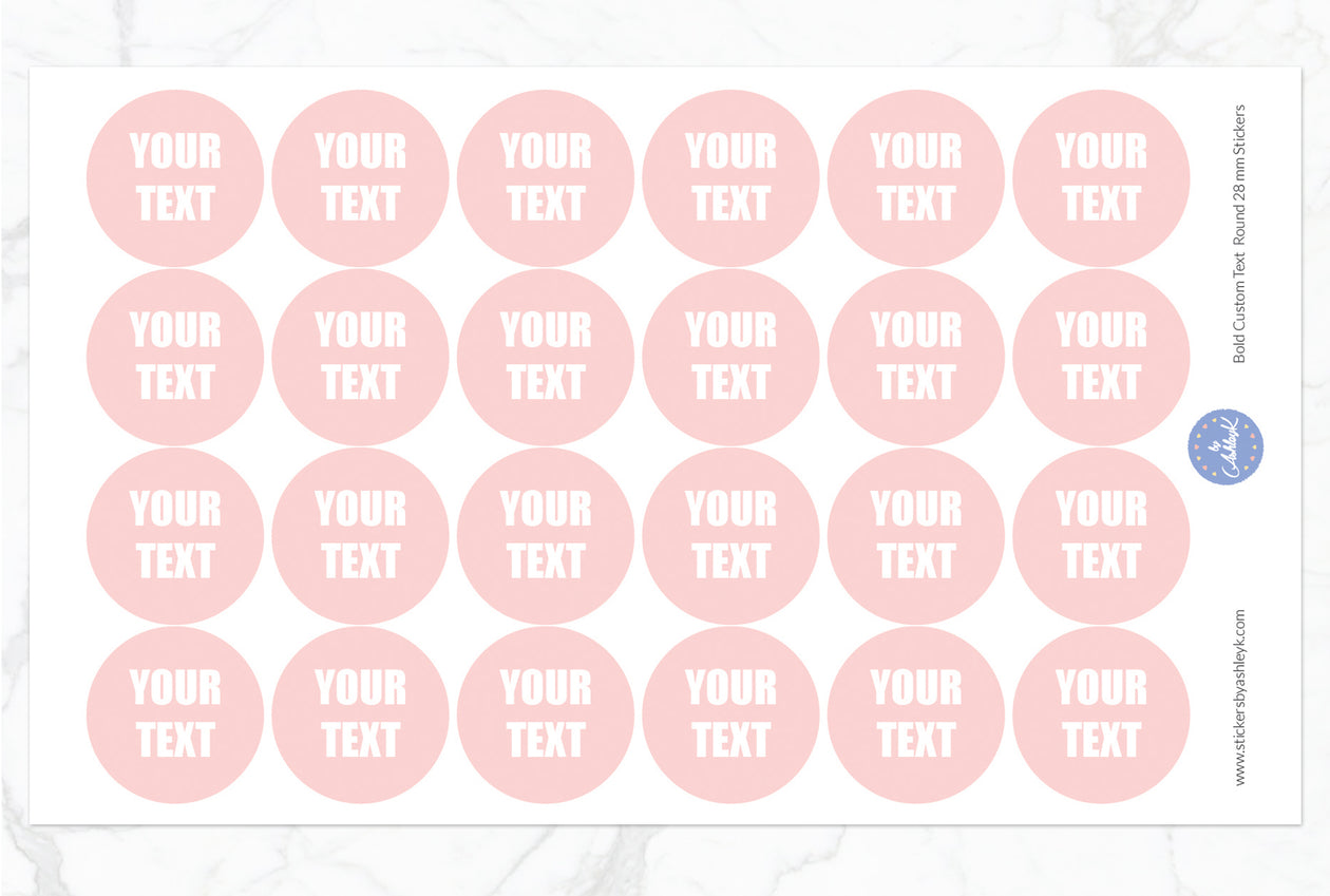 Bold Custom Text Corporate Round 28 mm Stickers