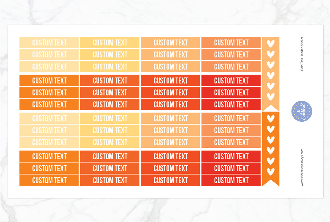 Bold Custom Header Stickers - Orange