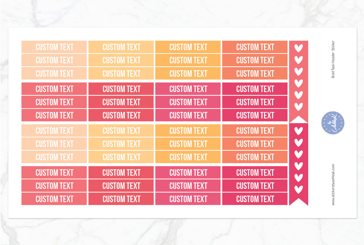 Bold Custom Header Stickers - Peach