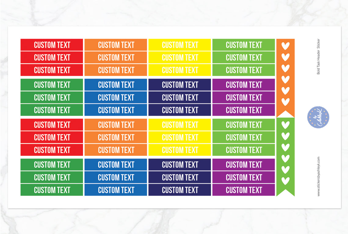 Bold Custom Header Stickers - Rainbow