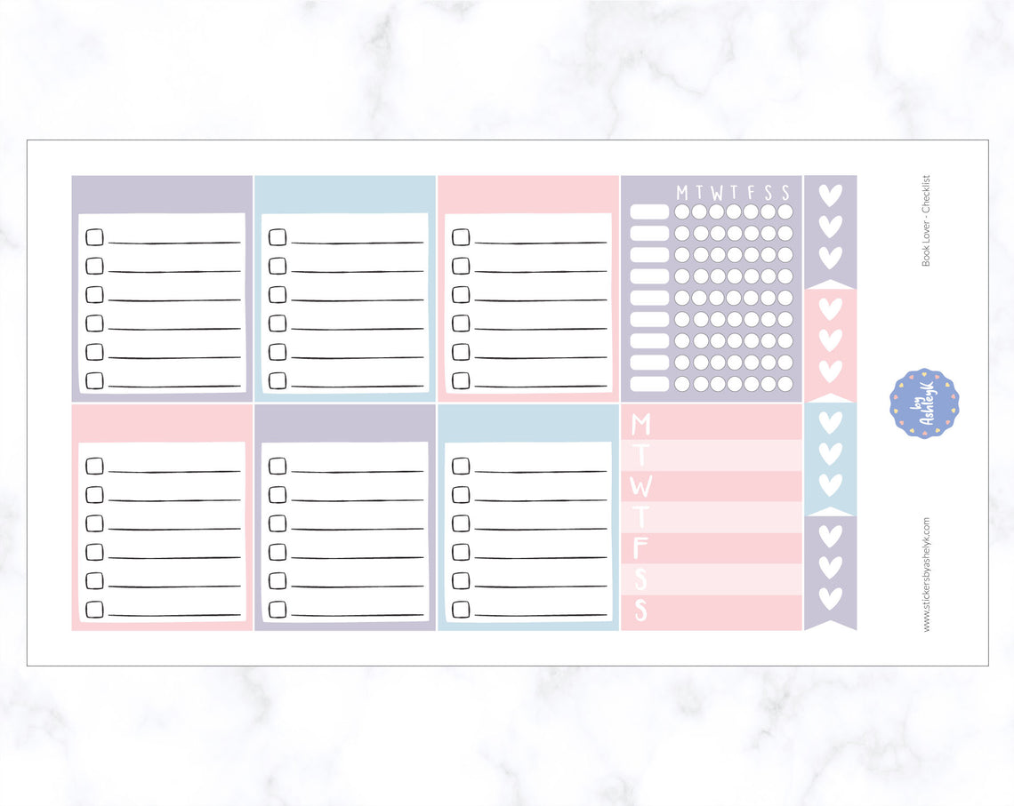 Book Lover Weekly Kit  - Checklist Sheet