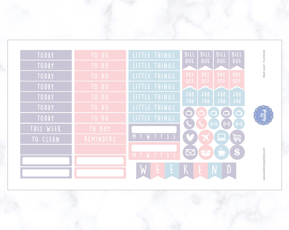Book Lover Weekly Kit  - Functional Sheet