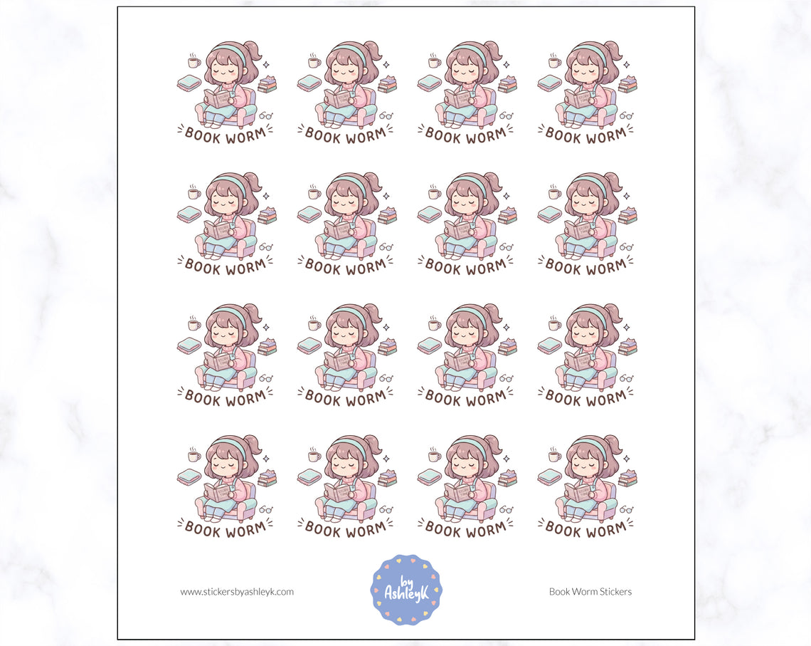 Book Worm Stickers