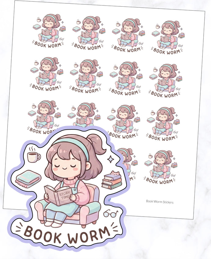 Book Worm Stickers