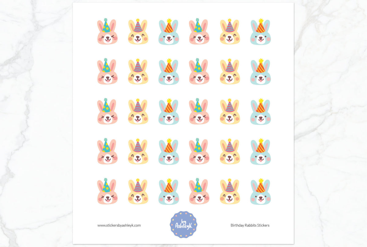 Birthday Rabbits Planner Stickers – Stickers by AshleyK
