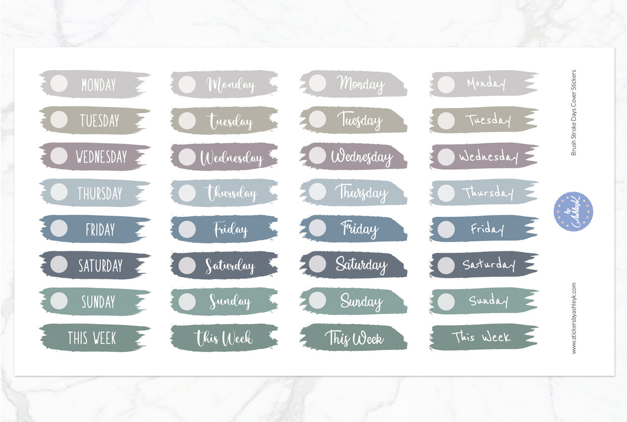 Brush Stroke Days Cover Planner Stickers - Modern Neutral