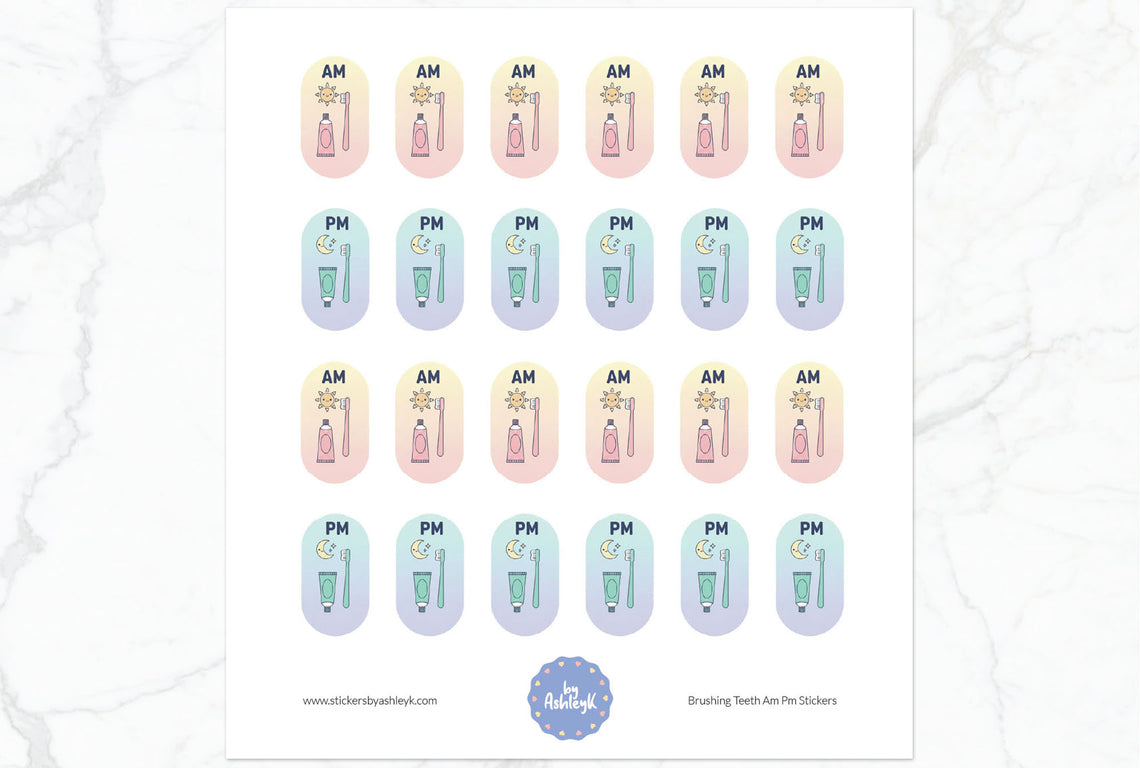 Brushing Teeth Am Pm Stickers