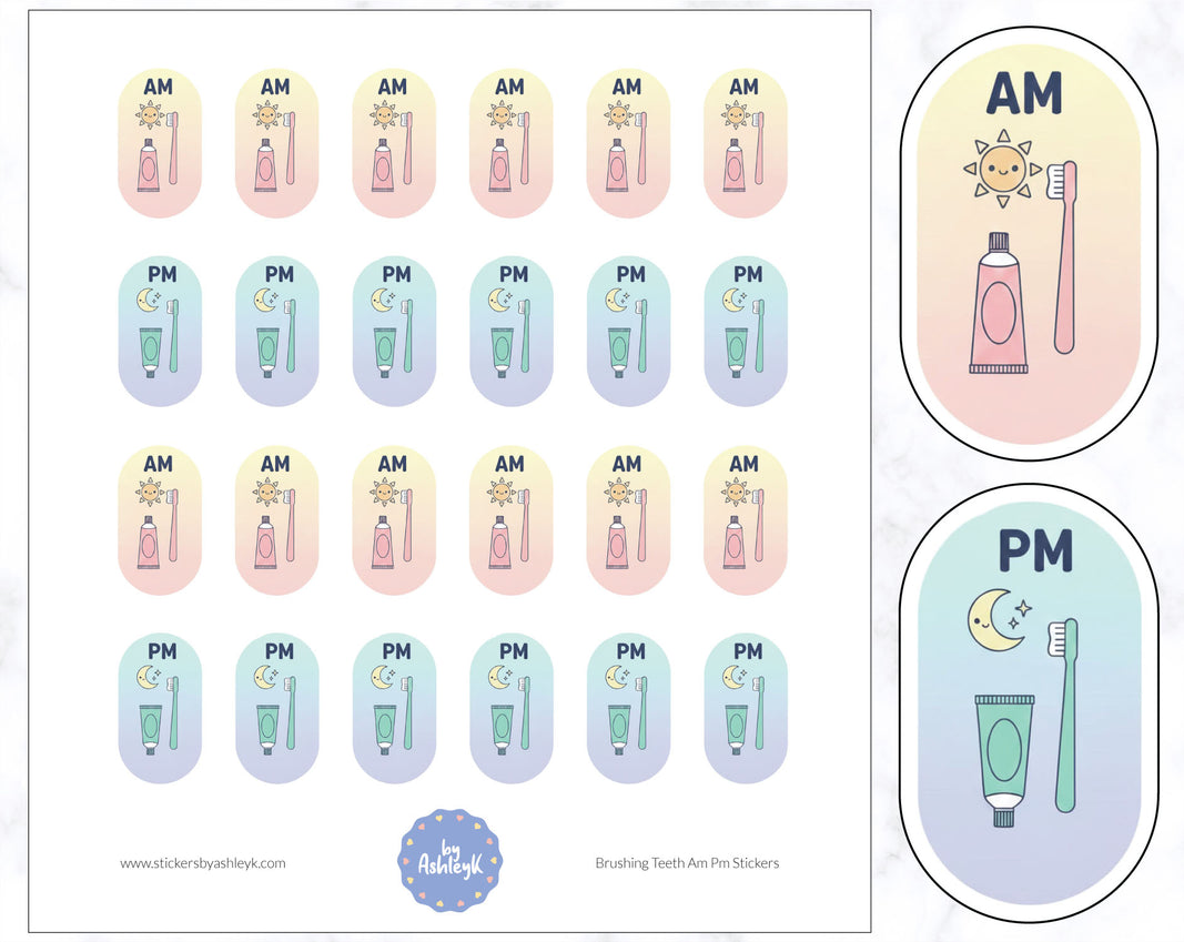 Brushing Teeth Am Pm Stickers