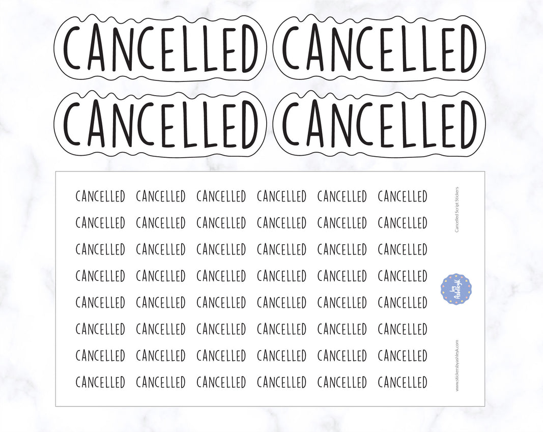 Cancelled Lettering Planner Stickers