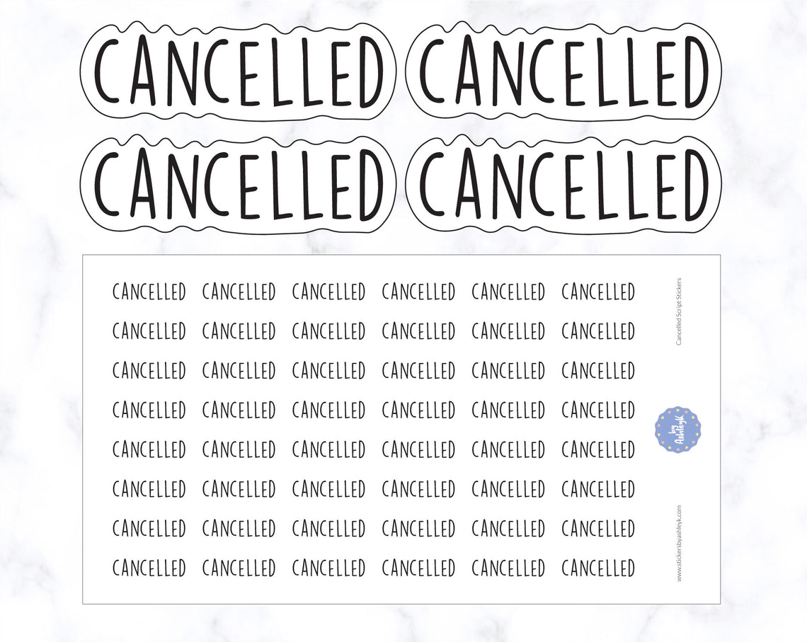 Cancelled Lettering Planner Stickers