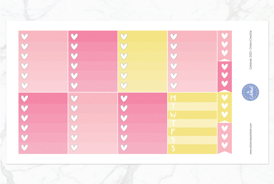 Celebrate 2025 Weekly Kit  - Ombre Checklist Sheet