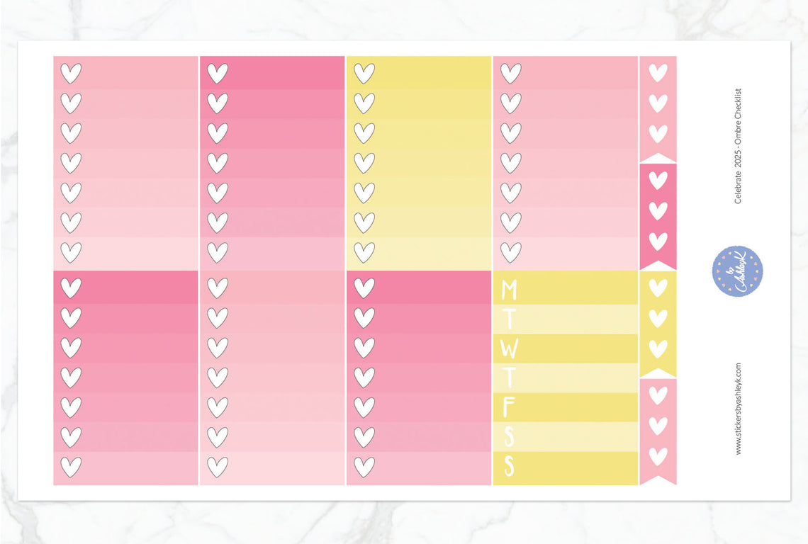 Celebrate 2025 Weekly Kit  - Ombre Checklist Sheet