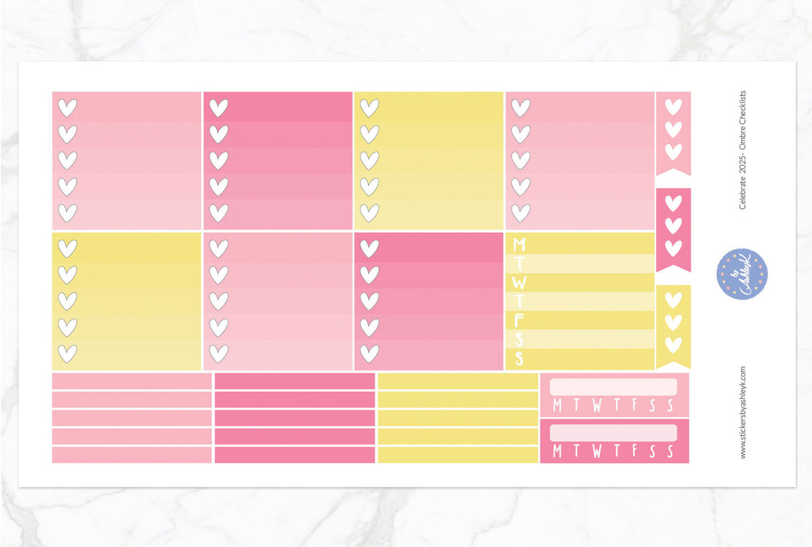 Celebrate 2025 Weekly Kit  - Ombre Checklist Sheet